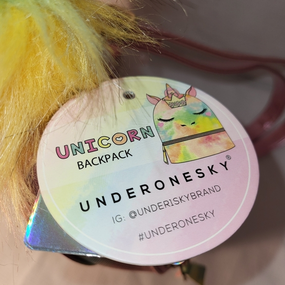 UNDERONESKY Unicorn Tie Dye Rainbow Pastel Princess Mini Zippered Backpack NWT - Picture 8 of 16